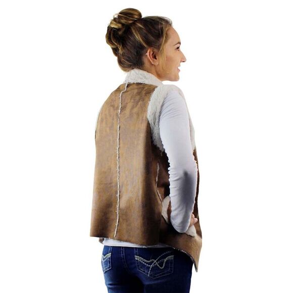 Vegan Leather Shearling Lined Vest - Picture 8 of 8